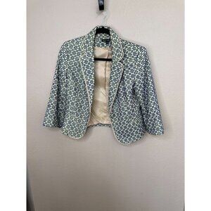 Boho Chic Womens blue tan‎ jacket 6 embroidered polyester vintage button